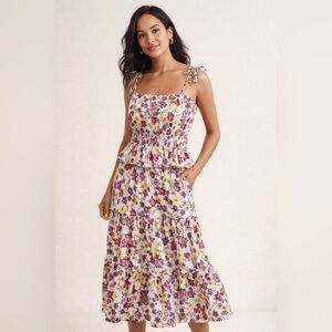 J.Crew Floral Cottagecore Tank & Midi Skirt Set Small Smocked Summer Garden